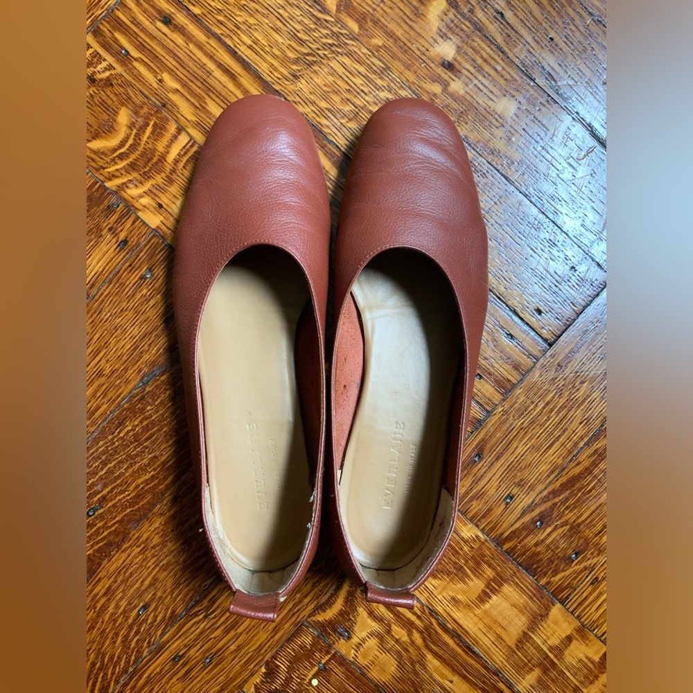 Everlane The Day Glove Ballet Flats Tan Leather Pull Tab Slip On Women's 6.5